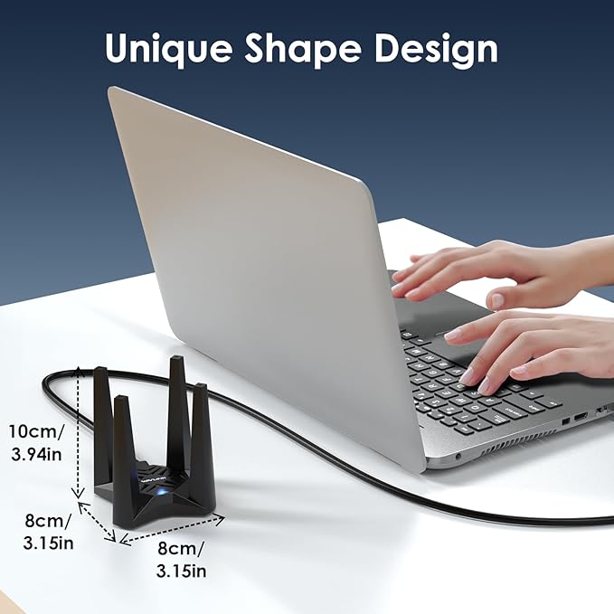 WAVLINK WiFi 6E USB Adapter for Desktop PC, AX5400 WiFi Adapter Triple Band Wireless Network Adapter with 2.4GHz/5GHz/6GHz High Gain Antennas, MU-MIMO, OFDMA, WPA3, Supports Windows 10/11 Only