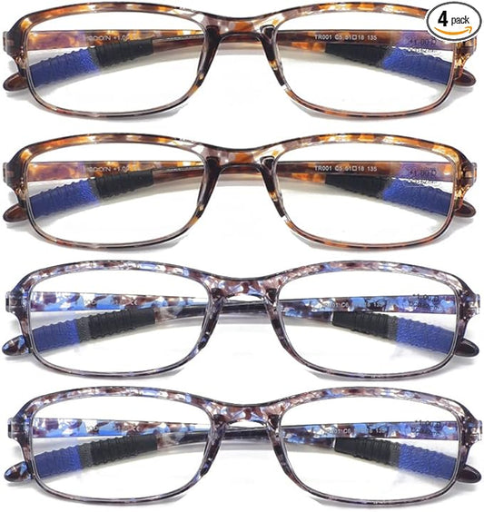 Computer Blue Light Blocking Reading Glasses(Flexible and Lightweight) UV Protection Readers Anti Eyestrain for Women Men (4 Tortoise, 3.25, multiplier_x)