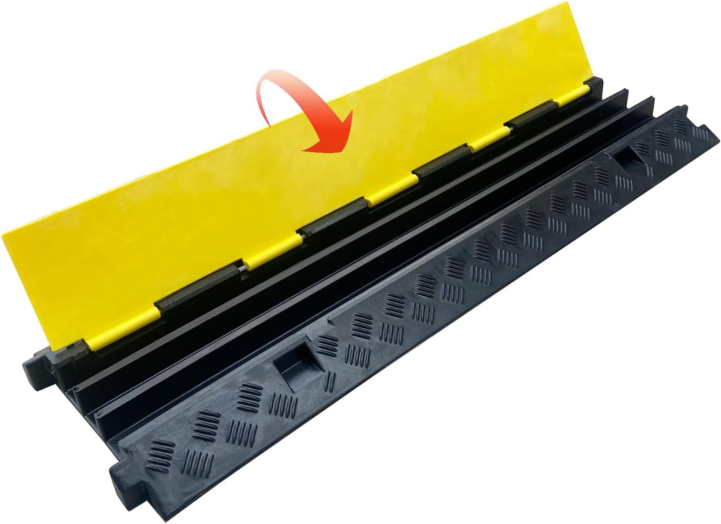 2 Pack Rubber Cable Ramp Hose Cable Protector Ramp 3 Channel 22000Lbs Load Capacity Traffic Speed Bump Wires Power Lines Extension Cord Cover for Indoor Outdoor