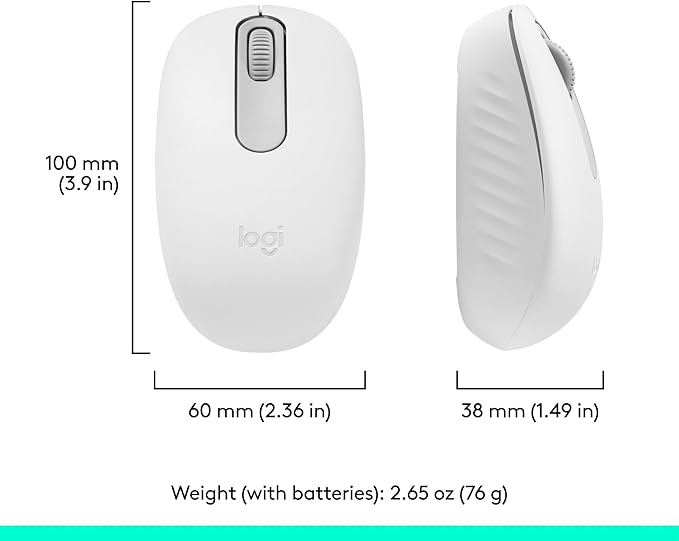 Logitech M196 Bluetooth Wireless Mouse, Compact and Portable Mouse for Laptops, Tablets and More, 12-Month Battery, Smooth Tracking, Compatible with PC and Mac, Windows and macOS - Off White