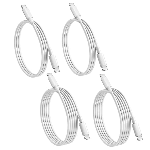 USB C Charger Cable 4 Pack(3FT+3FT+6FT+6FT),USB-C to USB-C Cable,Type C Fast Charging Cable for iPhone 17 16 15,MacBook Pro,iPad Pro Air,Samsung Galaxy S25 S24 S23 Ultra,White
