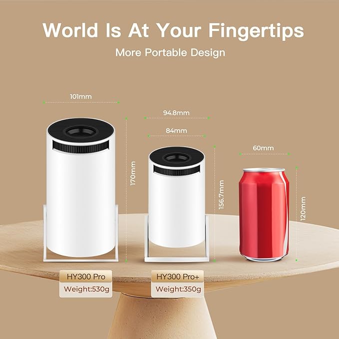 Mini Projector with WiFi and Bluetooth Built-in Android 11, 1080P 4K Support Portable Projector LYNCAST 180°Rotatable Upgrade HY300pro+ Projector for Home,Outdoor Use OptiBarrel 005