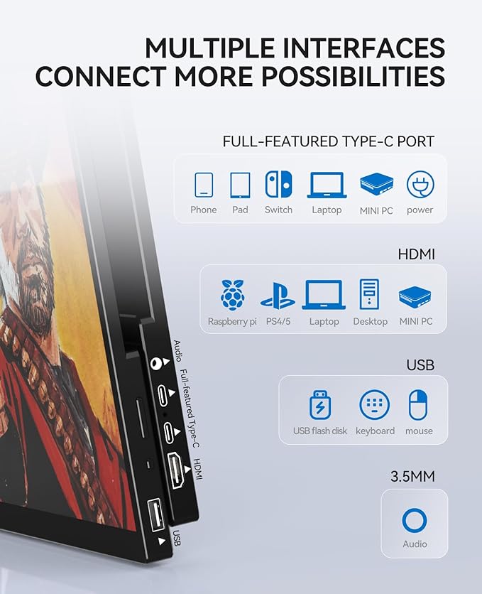 Portable Monitor Touchscreen 17.3 Inch 4K 60Hz 3840x2160 UHD Metal Frame,Travel Monitor with Kickstand& Dual Speaker,USB C, HDMI Plug&Play for Laptop,PC, MAC,Phone,Xbox,PS4/5,Switch,Pi