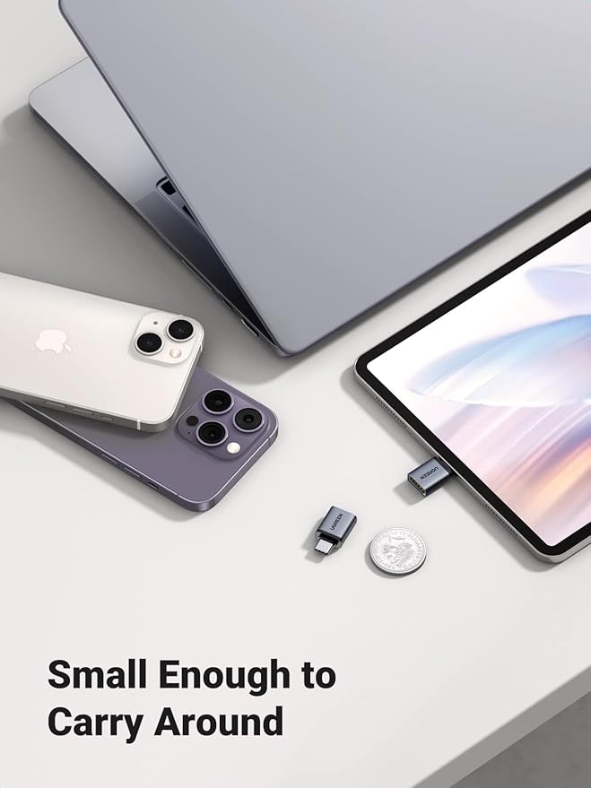 UGREEN USB C to USB A 3.2 10Gbps OTG Adapter 2 Pack Compatible with iPhone 17 Pro Max Air 16 15 MacBook Air iMac iPad Galaxy Tab S9 S25,Black