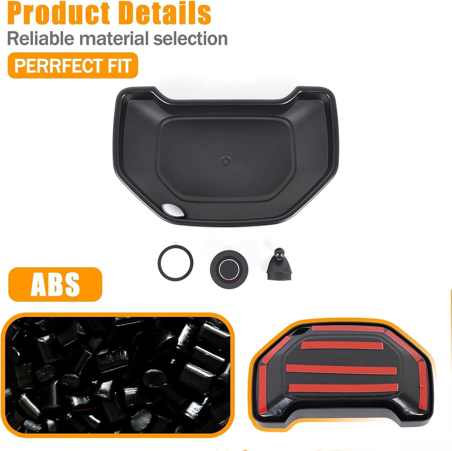 LLKUANG Black ABS Car Center Console Dash Table Storage Tray Fit for Toyota Tundra 2014-2021 Instrument Organizer Phone Holder Cradle Accessories (with Mobile Phone Holder(C))