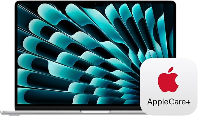 Apple 2025 MacBook Air 15-inch Laptop with M4 chip: Built for Apple Intelligence, 15.3-inch Liquid Retina Display, 24GB Unified Memory, 512GB SSD Storage, Touch ID; Silver with AppleCare+ (3 Years)
