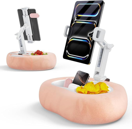 Kindle Tablet Pillow Stand with Detachable Trays Fit iPad Tablet Stand Holder for Bed Fit 4''-13'' Phone/Kindle with Case Reading Accessories Gift Soft Plus Fabric, Pink