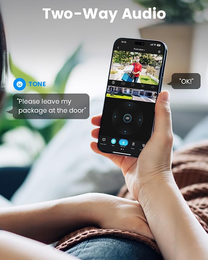 AOSU Solar Security Camera Wireless Outdoor with Panoramic PTZ, Human Auto Tracking, 2K Night Vision, Light and Sound Alarm, 2-Way Audio, Compatible with Alexa/Google Assistant