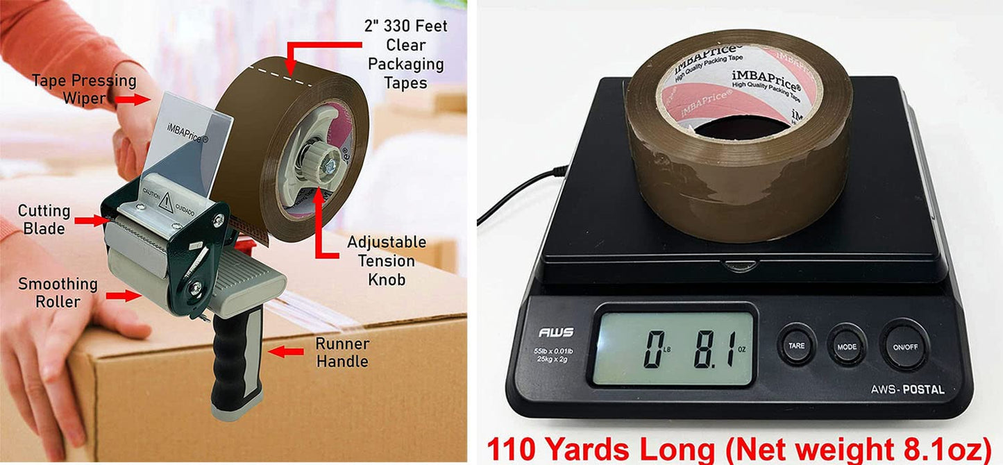 iMBAPrice 2-inches Brown Sealing Tape 6 Roll of 110 Yards (6X 330 Feet) Long 2" Wide Tan/Brown Color Shipping Packaging Tape