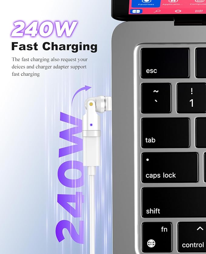 TiMOVO USB C Magnetic Adapter, (2 Pack) PD 240W Charging, Data Transfer, Right Angle C to C Adapter Extender for iPad/iPhone, White