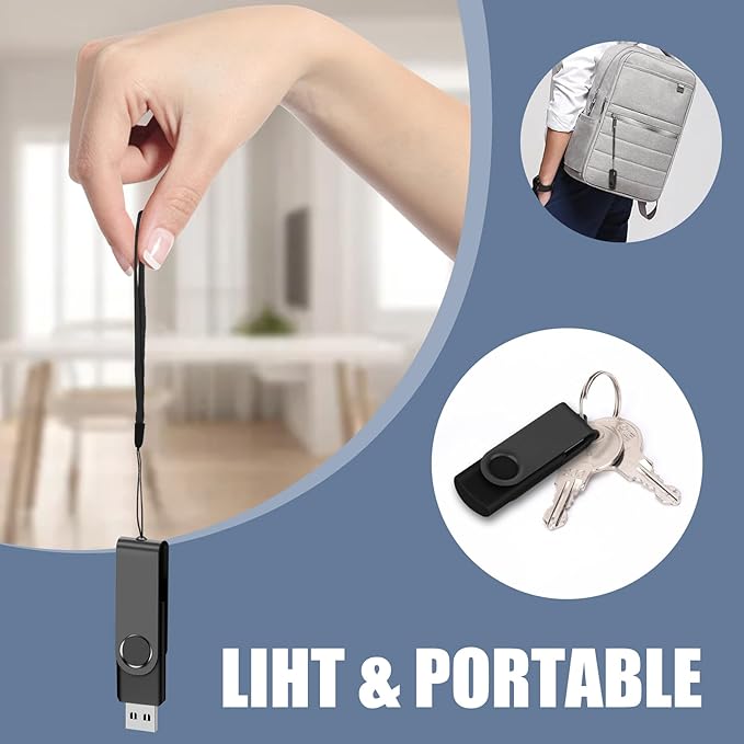 EASTBULL (NOT 128GB) 128MB USB Flash Drive Bulk Thumb Drives 50 Pack with Lanyards USB 2.0 Memory Sticks Zip Drive Pen Drive for Storage and Backup Black 50PCS 128MB