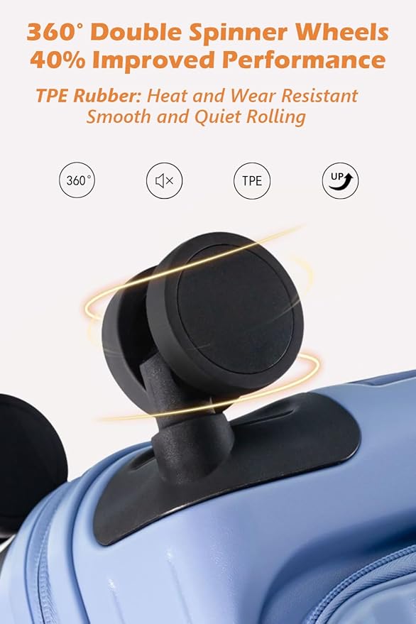 HotWay 26 Inch Expandable Checked Luggage with Cup Holder, Hardside TSA Approved Luggage with Spinner Wheels, Top Opening Suitcase For Travel, White