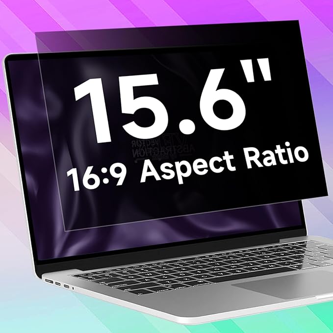 15.6 Inch 1920x1080 Laptop Privacy Screen Filter, Anti Blue Light Glare & Anti Scratch Computer Privacy Shield for 15.6" with 16:9 Aspect Ratio Laptop