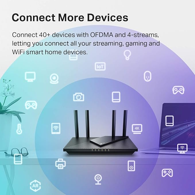 TP-Link AX1800 WiFi 6 Router V4 (Archer AX21) – Dual Band Wireless Internet, Gigabit, Easy Mesh, Works with Alexa - A Certified for Humans Device, Free Expert Support