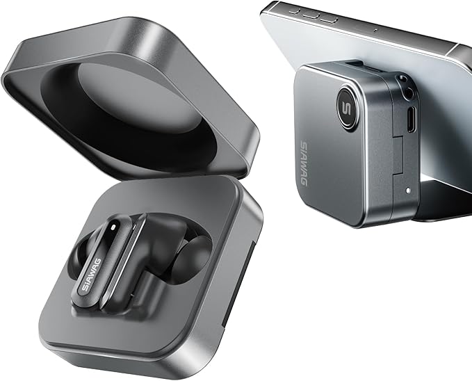 Bluetooth Headphones 5.3 Wireless Earbuds 2-in-1 Case and Phone Stand Noise Cancelling Earbuds Powerful Bass in-Ear Bluetooth 70H Playtime 35dB Hybrid ANC Waterproof for Sports/Workout Gray