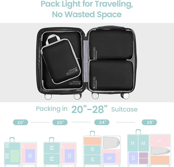 Cambond Compression Packing Cubes for Travel Women - Travel Bags Luggage Organizers Travel Essentials Compression Cubes for Travel Carry on Suitcases Organizer