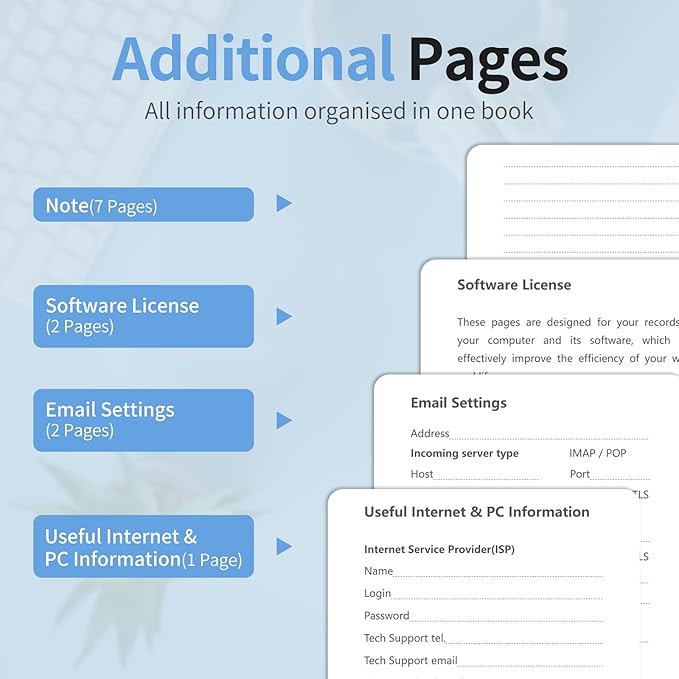 Password Book with Alphabetical Tabs, Password Keeper Book for Seniors, Hardcover Password Notebook for Individual & Colorful Tabs, Password Organizer for Website Logins, 5.3" x 7.7", Blue