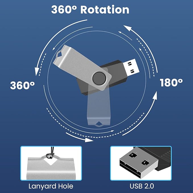 AGECASH USB Drive 2GB USB Flash Drive 10 Pack, Bulk USB 2.0 Thumb Drive Swivel Pendrive USB Memory Stick Jump Drive with 10PCS Lanyard & Lable, Multipack Zip Drive USB Key for Back to School Supplies