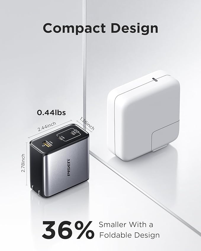 PISEN 100W USB C Charger - 3-Port 100W GaN USB C Charging Block Fast Charging, 100Watt Charging Block with 6FT Type C Cable, 100Watt Wall Charger for MacBook, iPad, iPhone, Samsung, Google Pixelbook