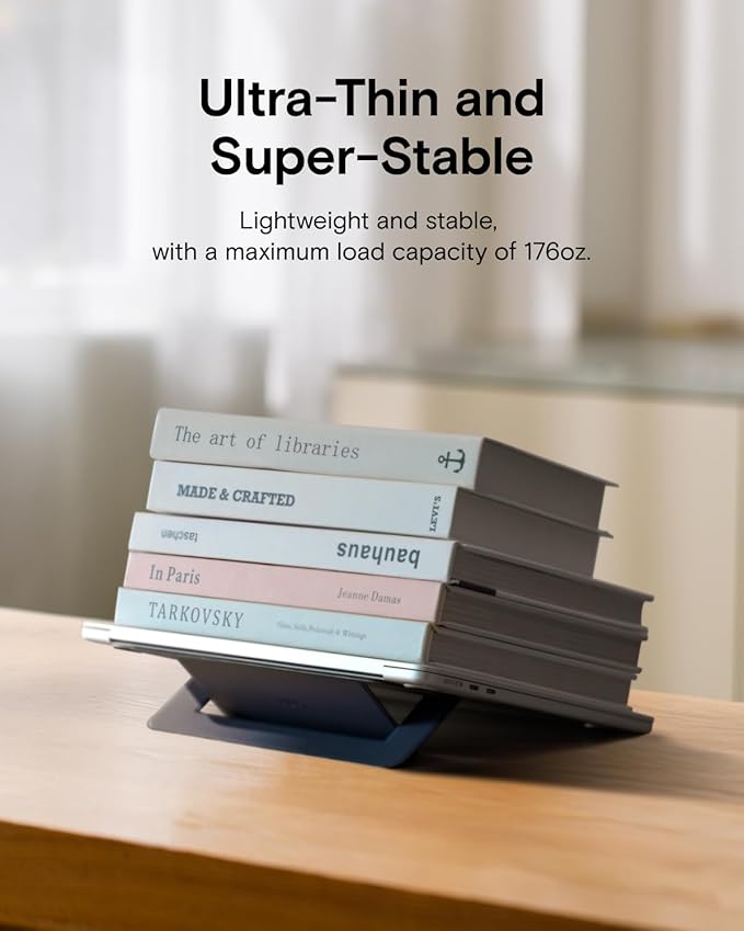 MOFT Laptop Stand for Desk, Adhesive Airflow Laptop Cooling Riser for Heat Dissipation with 2 Adjustable Viewing Angles, Foldable & Portable Computer Stand Compatible with Laptops 11"-16", Cool Grey