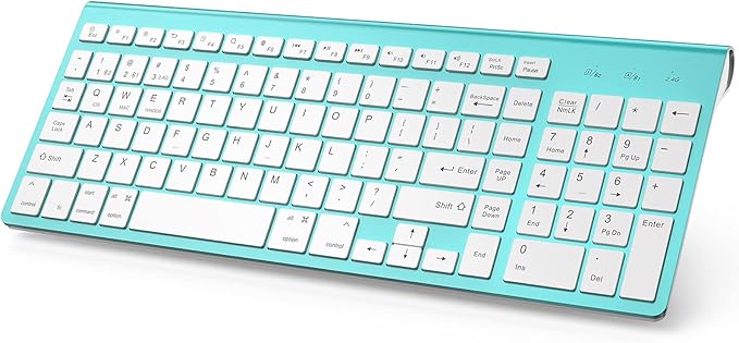 JOYACCESS Wireless Bluetooth Keyboard for Mac,Ergonomic Multi-Device Keyboard with Number Pad, Compatible with MacBook Pro/Air, iMac,iPhone,iPad, iOS, Android, Windows, Turquoise