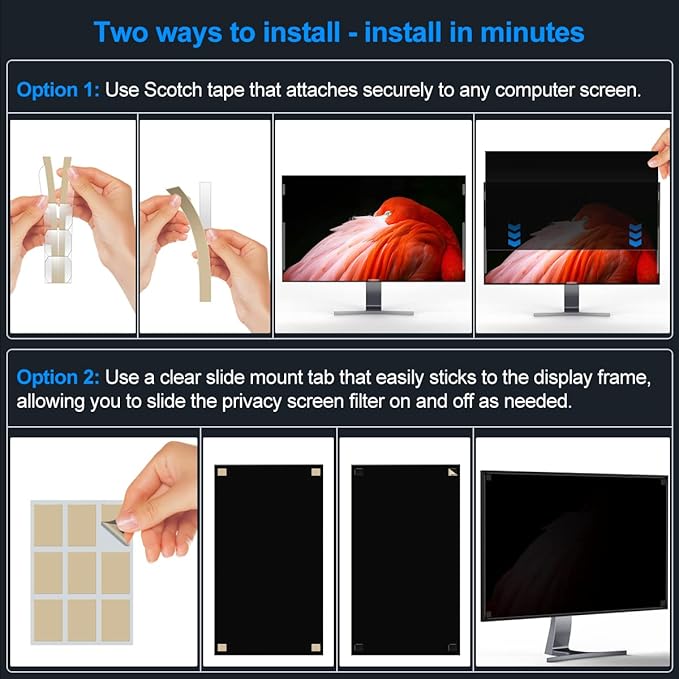 [2-Pack] 23.8 Inch Privacy Screen for Monitor Computer Screen Privacy Filter for 16:9 Widescreen Monitor Desktop PC Monitor Privacy Film Monitor Privacy Shield and Anti-Glare Protector
