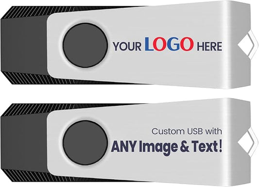 Customizable Flash Drives 32GB, Wooolken Personalized USB 2.0 Drive 10/20/50/100 Pack, Custom Thumb Drive Engraved Logo USB Drive (Mixcolors)