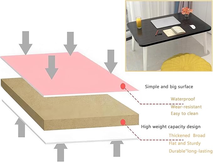 Folding Lap Desk for Bed, 23.6 Inch Portable Laptop Stand for Couch, Bed & Floor | Bed Tray Table for Eating, Writing, Reading | Foldable Sturdy Laptop Desk for Adults, Bamboo