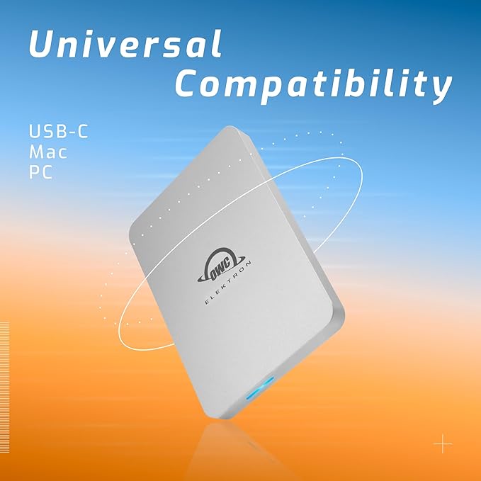 OWC Envoy Pro Elektron Portable SSD - 1TB External Solid State Drive USB 3.2 Gen 2 - USB-C SSD - Professional Grade Speed 10Gb/s Read and Write - Crushproof, Dustproof, and Waterproof