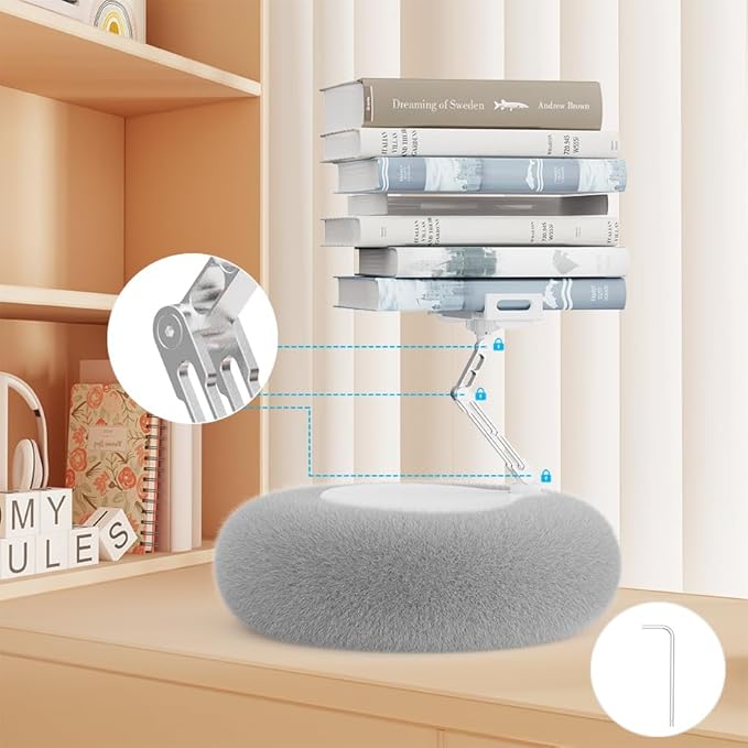 KABCON Pillow Tablet Stand for Kindle,360°Adjustable Aluminum Pole Phone Holder with Soft Plush Fabric for 4.7"-13" Phones/Tablets,iPad Pro Mini Air 12.9,iPhone Pro Max,Samsung Galaxy,LG,Kindle-Grey