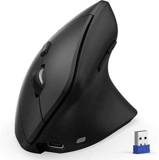 TECKNET Ergonomic Mouse, Wireless Vertical Mouse, 4800 DPI, Rechargeable Bluetooth Mice for Carpal Tunnel Right Hand, 3-Device Connectivity for Laptop, PC, MacBook, Black