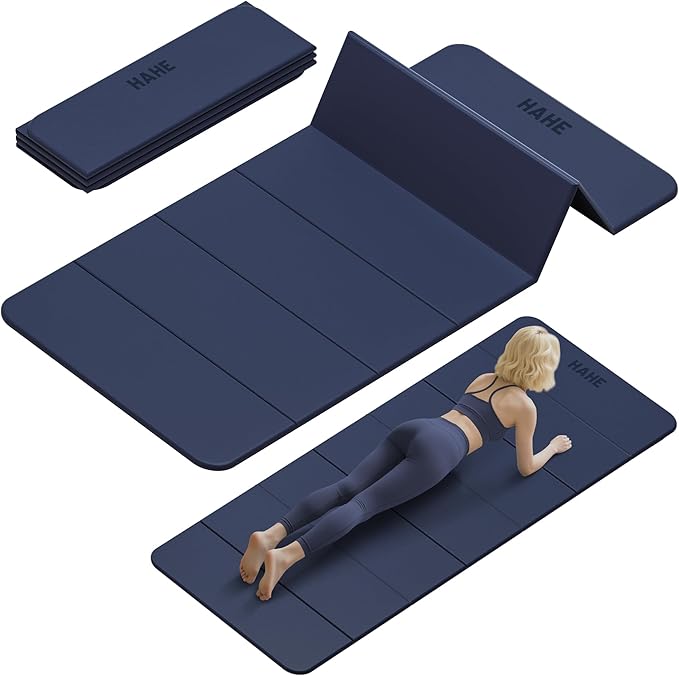Foldable Yoga Mat, 74"Lx32"Wx1/3"Thick, Folding Exercise Mat, Non-slip Wide Pilates Mats for Home Workout/Travel, Portable Yoga Mat Thick for Yoga/Pilates/Camping/Floor Exercises