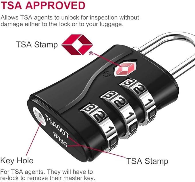 ZHEGE TSA Lock for Luggage, 3 Digit Travel Lock for Suitcase, Backpack, Baggage (Rose Gold, 1 Pack)