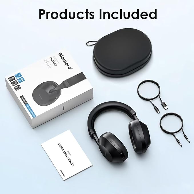 Noise Cancelling Headphones Over Ear Bluetooth 5.3, Wireless/Wired Headset with Mic, 40H Playtime, Deep Bass, Foldable, Transparency Mode, Ideal for Airplane Travel, Work, Commute, Sleep
