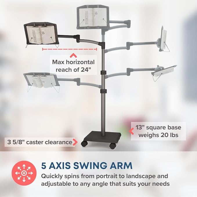 Levo Hands Free Book Stand for Hard Covers, Paperbacks, CookBooks, TextBooks, Magazines