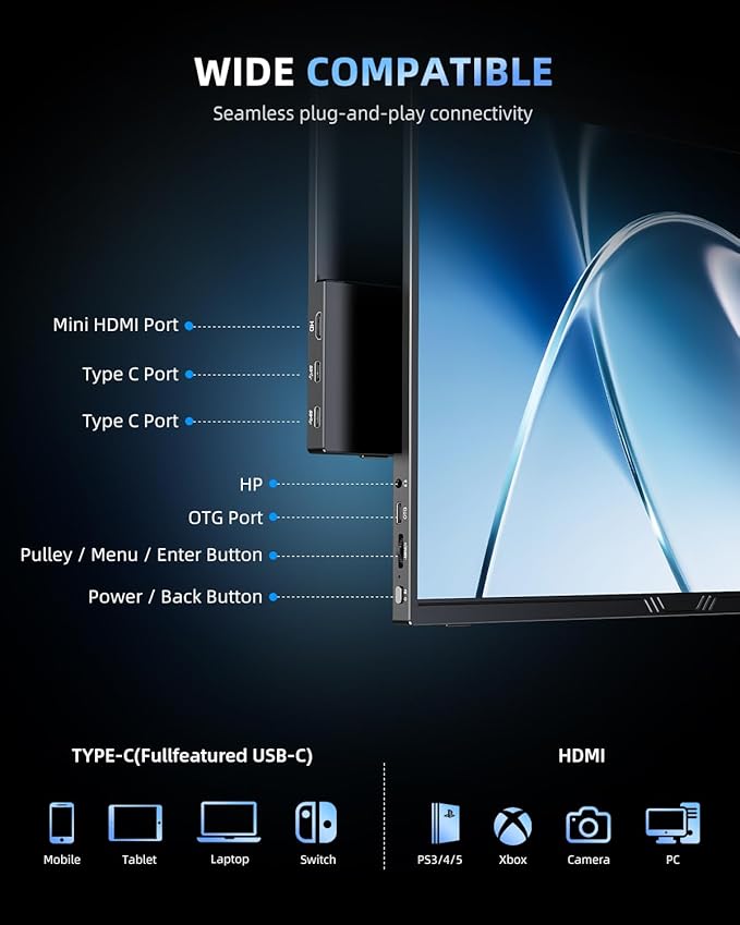 Newsoul 15.6” 4K UHD Portable Monitor, 3840x2400 Display, 100% Adobe sRGB, 600 Nits Brightness, 16:10 Aspect Ratio, HDR, USB-C HDMI Second Screen for Laptop/MacBook/Phone/Game Consoles