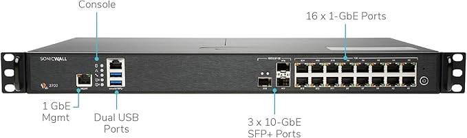 SonicWall NSA 2700 (02-SSC-4324) Bundled with a SonicWall 2YR 24x7 Support for NSA 2700 Series (02-SSC-6900)