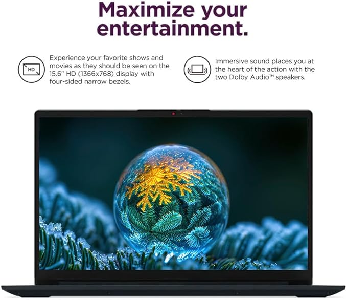 Lenovo Ideapad 15.6” Slim Laptop for Business & Student, Windows 11 Pro Laptop with 1-Year Microsoft Office, 12GB RAM 512GB SSD, Intel Celeron N4500 Processor, Intel UHD Graphics, NLY Earphones, Blue