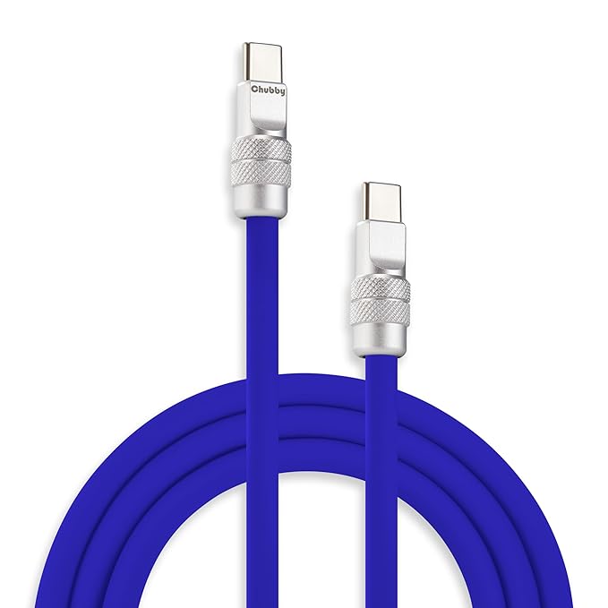 chubbycable Chubby 2.0 Fast Charging Cable Durable Soft Silicone USB C Cable 240W Extra Thick Charger Cord Compatible with iPhone 17-15 Series iPad, Dark Blue, Type-C to Type-C, 9.8 FT