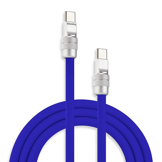 chubbycable Chubby 2.0 Fast Charging Cable Durable Soft Silicone USB C Cable 240W Extra Thick Charger Cord Compatible with iPhone 17-15 Series iPad, Dark Blue, Type-C to Type-C, 9.8 FT
