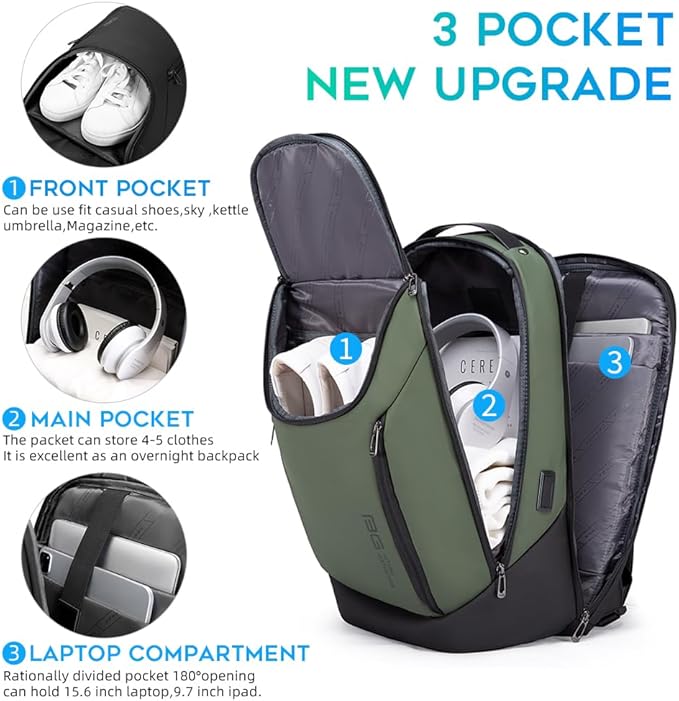 BANGE Business Smart Backpack Waterproof fit 15.6 Inch Laptop Backpack with USB Charging Port,Travel Durable Backpack