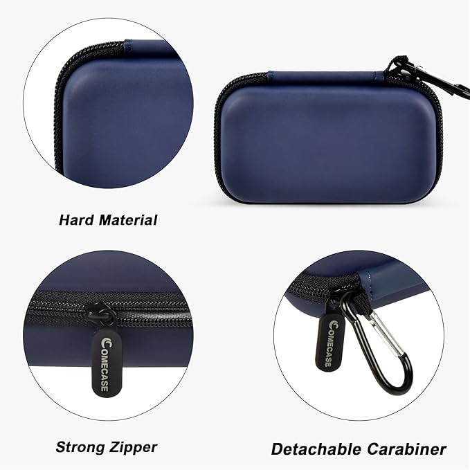 Case Compatible with SanDisk Extreme Pro/for SanDisk/for Crucial X10 X9 Pro Portable SSD 1TB 2TB 4TB 500GB External Solid State Drive, Travel Storage Bag for 2 SSD and SD Card - Dark Blue (Box Only)