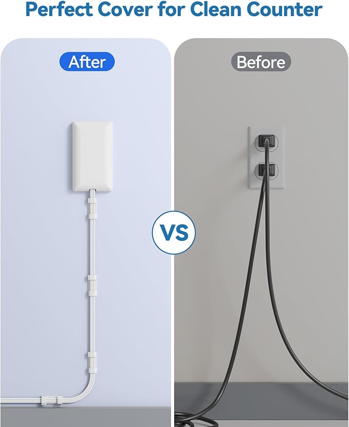 Flat Extension Cord with Outlet Cover & Multi USB- 5 FT, 1625W 3 Prong Extension Cord with 12AC Outlet 6 USB (24W/4.8A), Multi Ports Charging Station for Behind Wall Furniture Couch Sofa TV