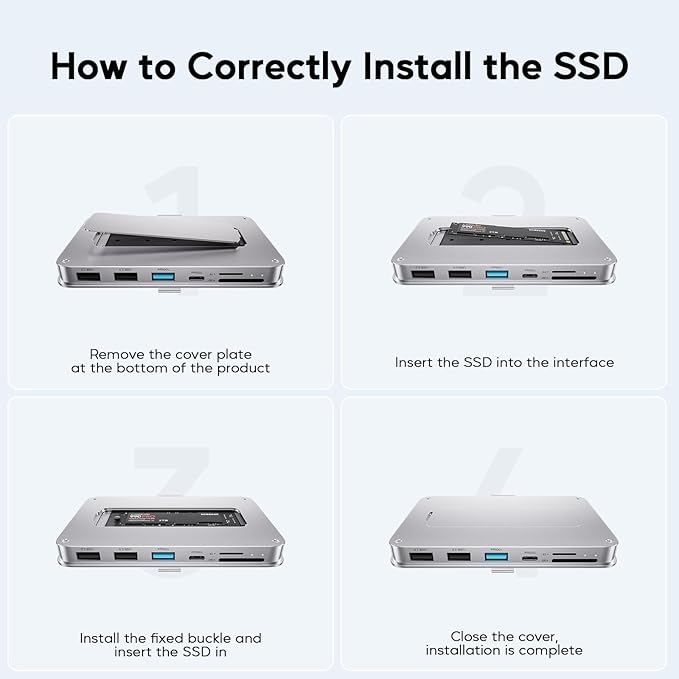 iMac Accessories for iMac24 inch 2021/2023/2024, PULWTOP iMac Hub with M.2 NVMe SSD Enclosure, i-Mac USB C Hub USB A/C 10Gbps, SD/TF, i-Mac USB Adapter for iMac24 M1/M3/M4 or Studio Display 27 inch