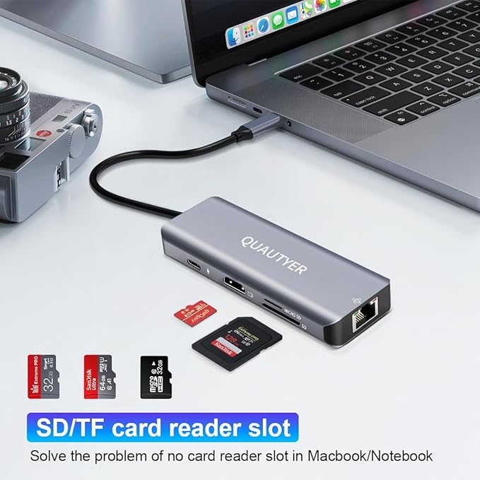 USB C Docking Station MAC Adapter Multiport usb c to ethernet adapter USBC Multiport 8 in 1 usb c hub with ethernet 1000M 4K HDMI 100W PD Charging USB 3.0 SD/TF Card Reader usbc hub for macbook pro HP