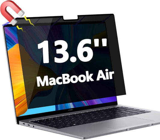 Magnetic Privacy Screen Protector for MacBook Air 13.6 & 13 Inch 2022-2025 (M2/M3/M4) | Removable Anti-Spy Glare Blue Light Shield, 13.6inch Mac Laptop Privacy Filter