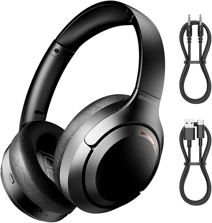 Hybrid Active Noise Cancelling Over Ear Bluetooth Headphones, Wireless ANC Headphones with Microphone for TV, Phone, PC, Laptop, Gym,800mAh Battery, Bluetooth 5.4, Foldable for Travel & Office