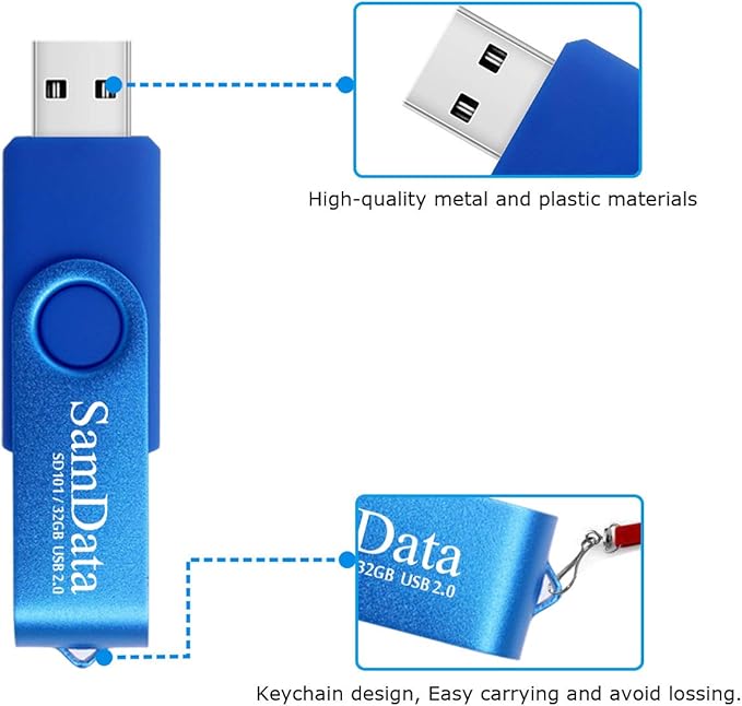 32GB USB Flash Drives 2 Pack 32GB Thumb Drives Memory Stick Jump Drive with LED Light for Storage and Backup (2 Colors: Black Blue)