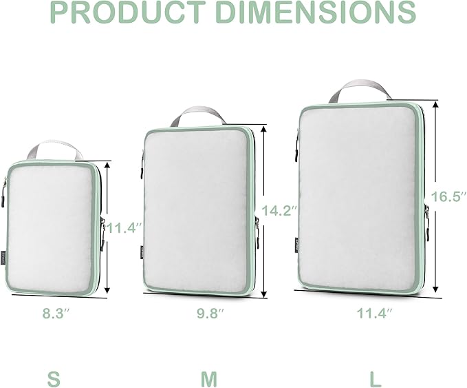 Cipway Mesh Compression Packing Cubes, Ultralight See Through Luggage Organizer Bags, Travel Essentials for Carry on Suitcase（3 Pcs,Sage Green）