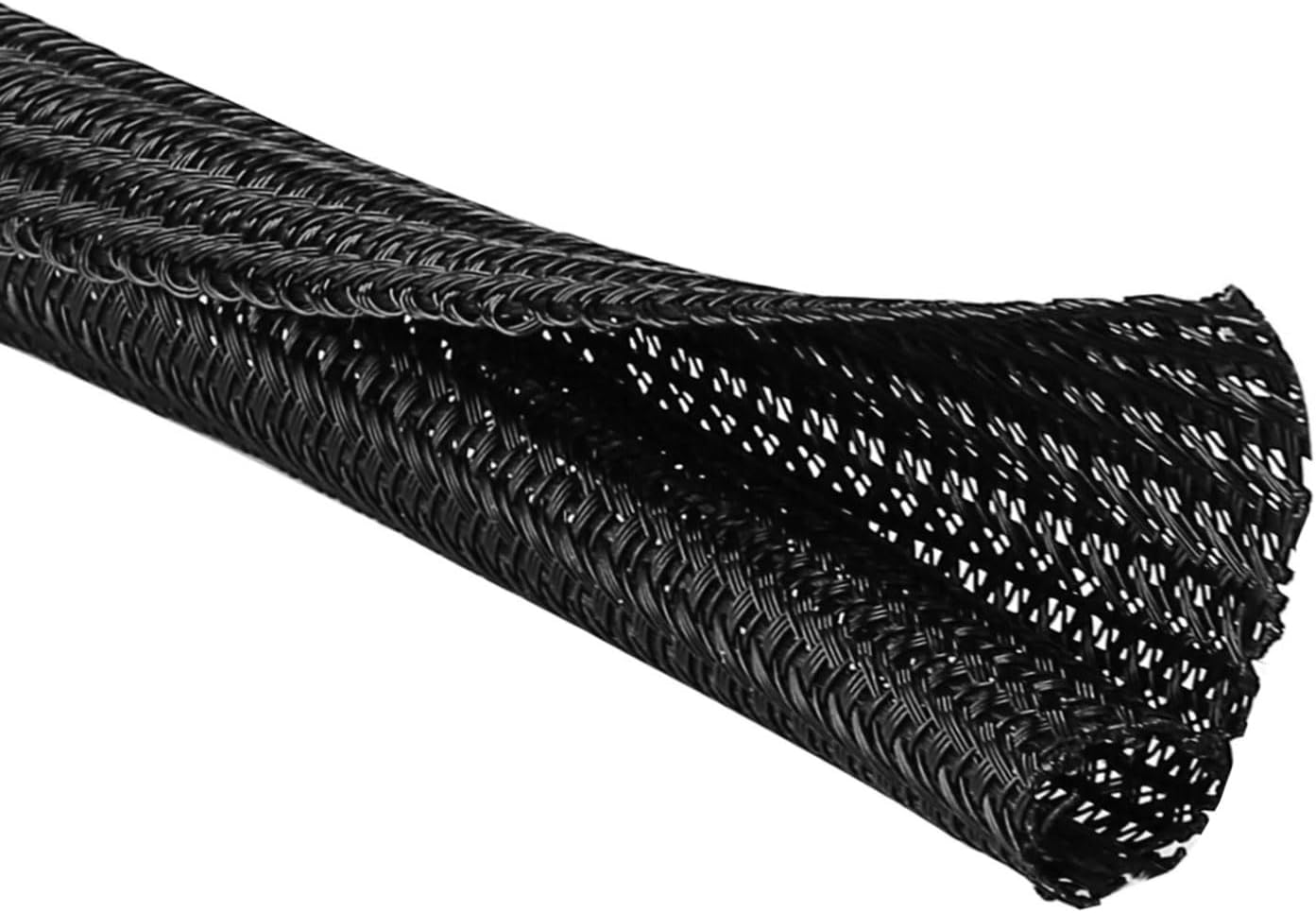 3/4" x50ft Braided Cable Sleeve – Pet-Proof Split Wire Loom Tubing for USB, Power, Audio/Video Cords – Expandable Chew-Resistant Sleeving, Durable Wire Management Black